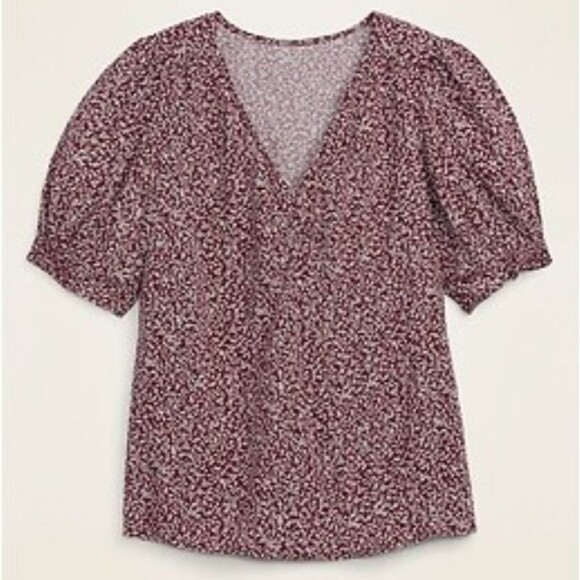 Old Navy Maroon Patterned Blouse Medium Womens Shirt Top Casual Office Tshirt - Picture 1 of 15